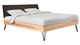 Bed Sky beuken met hoofdbord stof en poot driehoek, beuk lederlook grijs