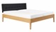 Bed Sky eiken met hoofdbord gecapitonneerd en poot hout, honing lederlook zwart