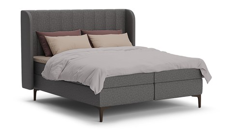 Boxspring Ivory linen touch vlak met gestoffeerd matras, dark grey