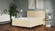 Boxspring Emma Deluxe Classic vlak met gestoffeerd matras en poot zwart, beige