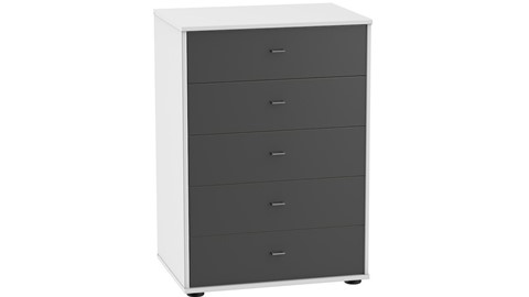 Commode Tokio met 5 glas laden, wit/glas graphit