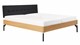 Bed Sky eiken met hoofdbord gecapitonneerd en poot metaal, honing lederlook zwart
