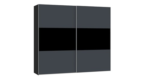 Schuifdeurkast Kixx, zwart/zwartglas