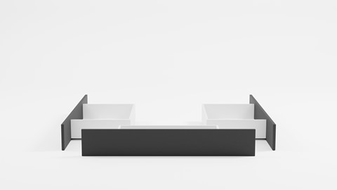 3 opbergladen bed Fresh hoogte 50 cm, antraciet