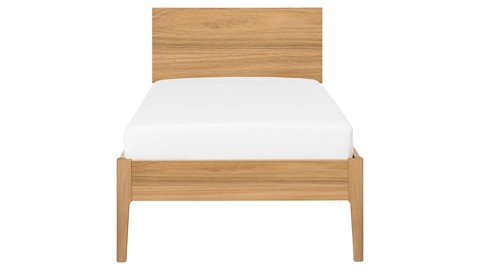 Bed Sky eiken met hoofdbord hout en poot hout, eiken honing