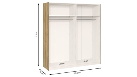 Schuifdeurkast Kixx met hout- en spiegeldeuren, eiken