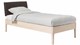 Bed Sky eiken met hoofdbord stof en poot hout, eiken lederlook grijs