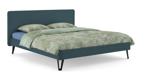 Bed Bädd Skönn met Bossflex 400 vlak en gestoffeerd matras, etna teal