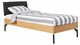 Bed Sky eiken met hoofdbord stof en poot metaal, honing lederlook zwart