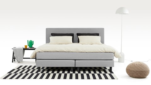 Boxspring Bellino vlak met gestoffeerd matras, lichtgrijs