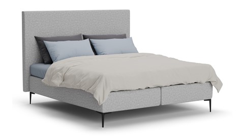 Boxspring Emerald met Silver Pocket Deluxe Foam matras, light grey