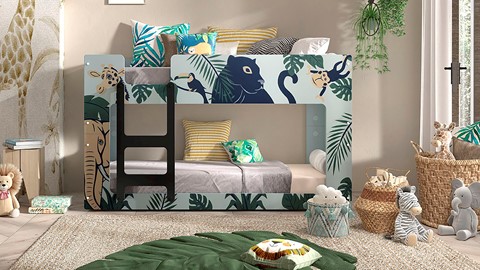 Stapelbed Luca Jungle, mintgroen