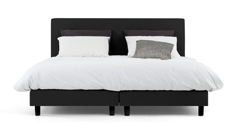 Boxspring Cisano vlak met Easy Pocket matras, zwart