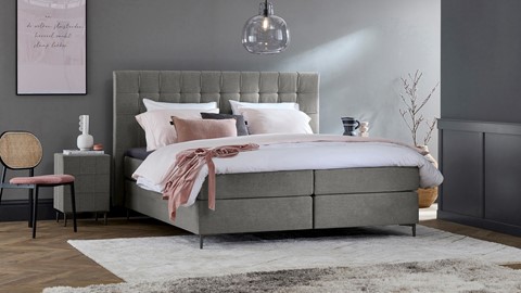 Boxspring Jade vlak met gestoffeerd matras, grey