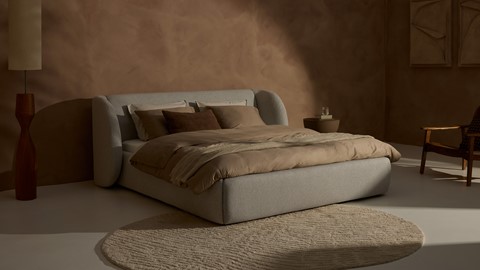 Bed Cove - Fine bouclé, light grey