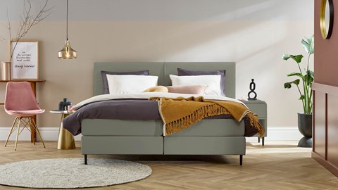 Boxspring Opal vlak met gestoffeerd matras, taupe