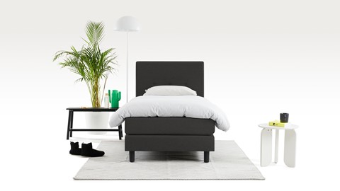 Boxspring Invito vlak met gestoffeerd matras, donkergrijs