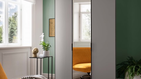 Draaideurkast Onyx met spiegel, kiezelgrijs