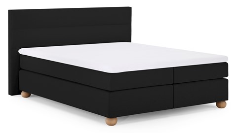 Boxspring Solid Lina vlak met gestoffeerd matras, black