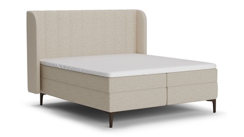 Boxspring Ivory soft teddy vlak met gestoffeerd matras, off white
