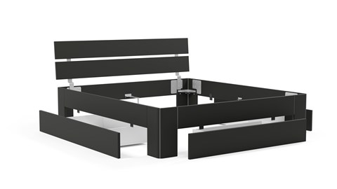 Bed Fresh 500 met hoofdbord en 3 opbergladen, zwart