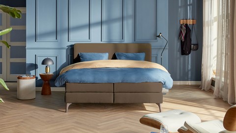 Boxspring Attraktiv Lykka vlak met gestoffeerd matras, cappuccino