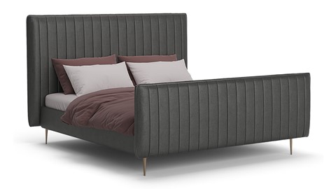 Bed Ruby velvet glow, dark grey