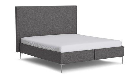 Boxspring Emerald vlak met Silver Pocket Deluxe Foam matras, dark grey