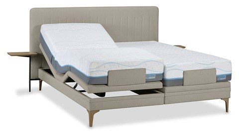 Boxspring Elite Lines verstelbaar met Slow Motion 2 matras, naturel