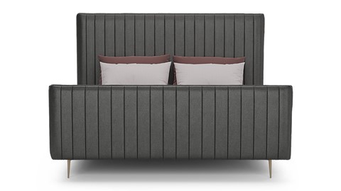 Bed Ruby velvet glow, dark grey