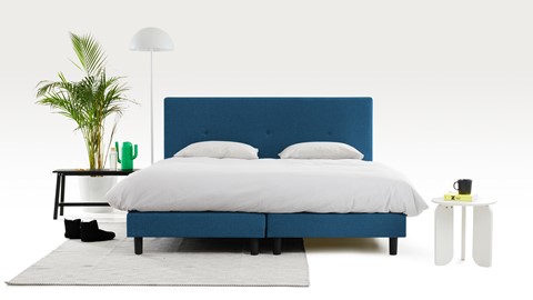 Boxspring Invito vlak met Bridge matras, blauw
