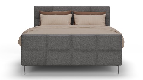 Boxspring Crystal linen touch vlak met gestoffeerd matras, dark grey