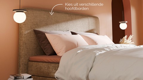 Boxspring Quartz velvet motif vlak met gestoffeerd matras, taupe