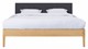 Bed Sky eiken met hoofdbord gecapitonneerd en poot hout, honing stof grijs