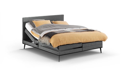 Boxspring Viggo verstelbaar met Silver Pocket Deluxe Foam matras, towel antraciet