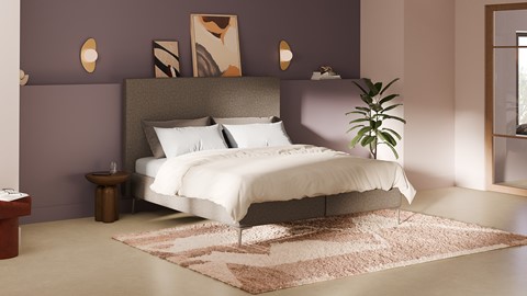Boxspring Emerald vlak met Silver Pocket Deluxe Foam matras, dark grey