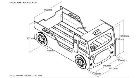 Bed Fire truck, rood