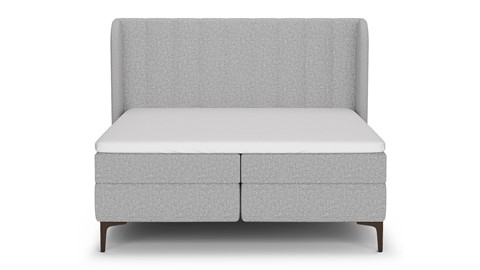 Boxspring Ivory linen touch vlak met gestoffeerd matras, light grey