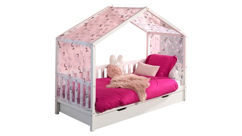 Huisbed Dallas met slaaplade en textielset, white