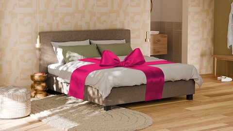 Boxspring Autentik Tunn met B Bright Platinum 200 matras, caramel
