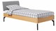 Bed Sky eiken met hoofdbord stof en poot metaal, honing stof basalt