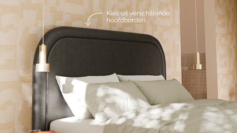 Bed Amber velvet glow, dark grey