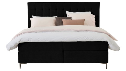 Boxspring Jade vlak met gestoffeerd matras, black