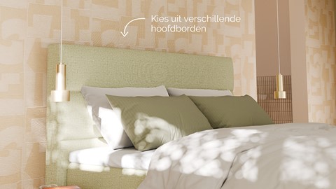 Boxspring Mica soft touch verstelbaar met gestoffeerd matras, pistachio