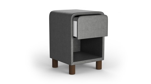 Nachtkast rond B Bright met 1 lade en poten, dark grey
