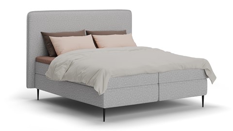 Boxspring Quartz linen touch vlak met gestoffeerd matras, light grey