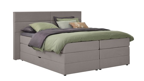 Opbergboxspring Pearl vlak met gestoffeerd matras, taupe