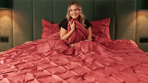HappyBed Pinch Pleat - dekbed zonder overtrek, terracotta