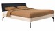 Bed Sky eiken met hoofdbord gecapitonneerd en poot metaal, eiken lederlook zwart