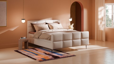 Boxspring Crystal soft touch met gestoffeerd matras, beige
